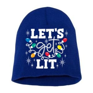 LetS Get Lit Christmas Lights Gift Short Acrylic Beanie