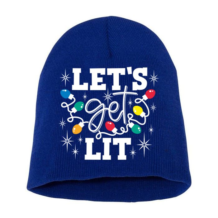 LetS Get Lit Christmas Lights Gift Short Acrylic Beanie