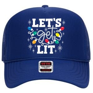 LetS Get Lit Christmas Lights Gift High Crown Mesh Back Trucker Hat