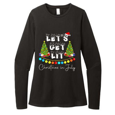 Lets Get Lit Christmas In July Santa Hat Xmas Tree Womens CVC Long Sleeve Shirt