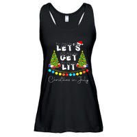 Lets Get Lit Christmas In July Santa Hat Xmas Tree Ladies Essential Flowy Tank