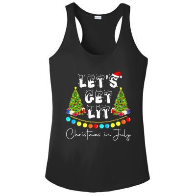 Lets Get Lit Christmas In July Santa Hat Xmas Tree Ladies PosiCharge Competitor Racerback Tank