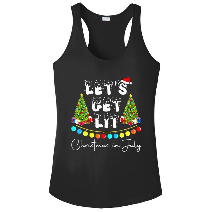 Lets Get Lit Christmas In July Santa Hat Xmas Tree Ladies PosiCharge Competitor Racerback Tank