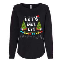 Lets Get Lit Christmas In July Santa Hat Xmas Tree Womens California Wash Sweatshirt