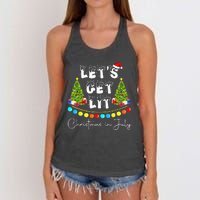 Lets Get Lit Christmas In July Santa Hat Xmas Tree Women's Knotted Racerback Tank