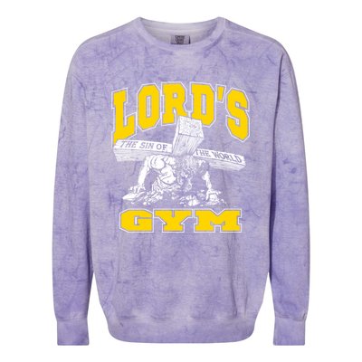 Lords Gym LordS The Sin Of World Jesus Gift Colorblast Crewneck Sweatshirt