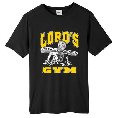 Lords Gym LordS The Sin Of World Jesus Gift Tall Fusion ChromaSoft Performance T-Shirt