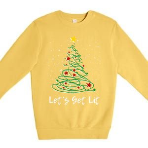 LetS Get Lit Christmas Tree Graphic Funny Great Gift Premium Crewneck Sweatshirt