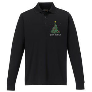 LetS Get Lit Christmas Tree Graphic Funny Great Gift Performance Long Sleeve Polo