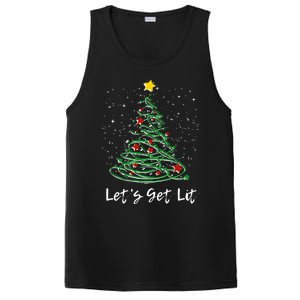 LetS Get Lit Christmas Tree Graphic Funny Great Gift PosiCharge Competitor Tank