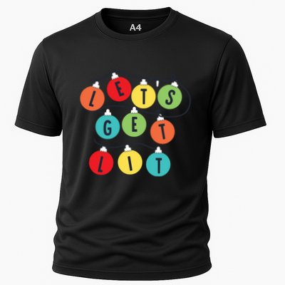 Lets Get Lit Christmas Tree Holiday Lights Xmas Gift Performance Shirt