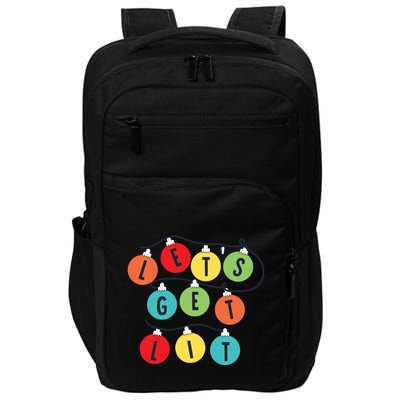 Lets Get Lit Christmas Tree Holiday Lights Xmas Gift Impact Tech Backpack