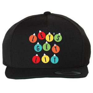 Lets Get Lit Christmas Tree Holiday Lights Xmas Gift Wool Snapback Cap