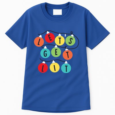 Lets Get Lit Christmas Tree Holiday Lights Xmas Gift Tall T-Shirt