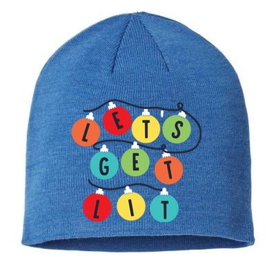 Lets Get Lit Christmas Tree Holiday Lights Xmas Gift Sustainable Beanie