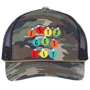 Lets Get Lit Christmas Tree Holiday Lights Xmas Gift Retro Rope Trucker Hat Cap