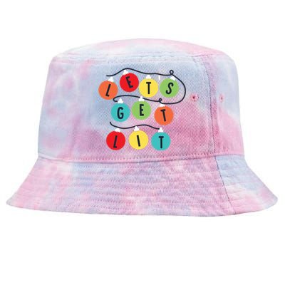 Lets Get Lit Christmas Tree Holiday Lights Xmas Gift Tie-Dyed Bucket Hat