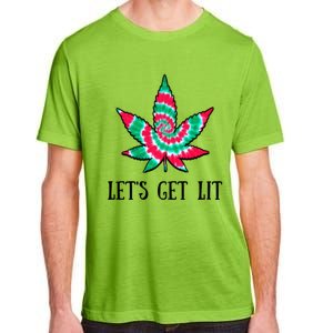 LetS Get Lit Christmas Weed Marijuana Tie Dye Pot Leaf Gift Adult ChromaSoft Performance T-Shirt