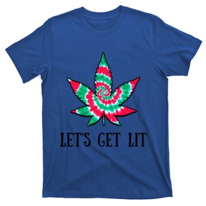 LetS Get Lit Christmas Weed Marijuana Tie Dye Pot Leaf Gift T-Shirt