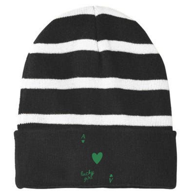 Lucky Girl Striped Beanie with Solid Band