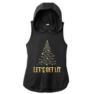 Lets Get Lit Christmas Xmas Tree Lights Gift Ladies PosiCharge Tri-Blend Wicking Draft Hoodie Tank