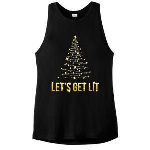 Lets Get Lit Christmas Xmas Tree Lights Gift Ladies PosiCharge Tri-Blend Wicking Tank