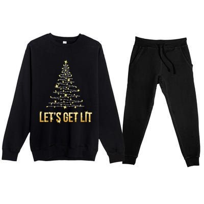 Lets Get Lit Christmas Xmas Tree Lights Gift Premium Crewneck Sweatsuit Set