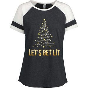 Lets Get Lit Christmas Xmas Tree Lights Gift Enza Ladies Jersey Colorblock Tee