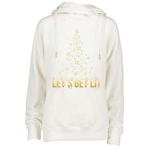 Lets Get Lit Christmas Xmas Tree Lights Gift Womens Funnel Neck Pullover Hood