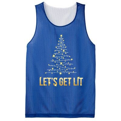 Lets Get Lit Christmas Xmas Tree Lights Gift Mesh Reversible Basketball Jersey Tank