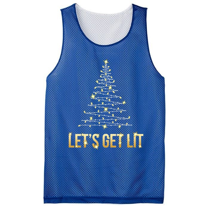 Lets Get Lit Christmas Xmas Tree Lights Gift Mesh Reversible Basketball Jersey Tank