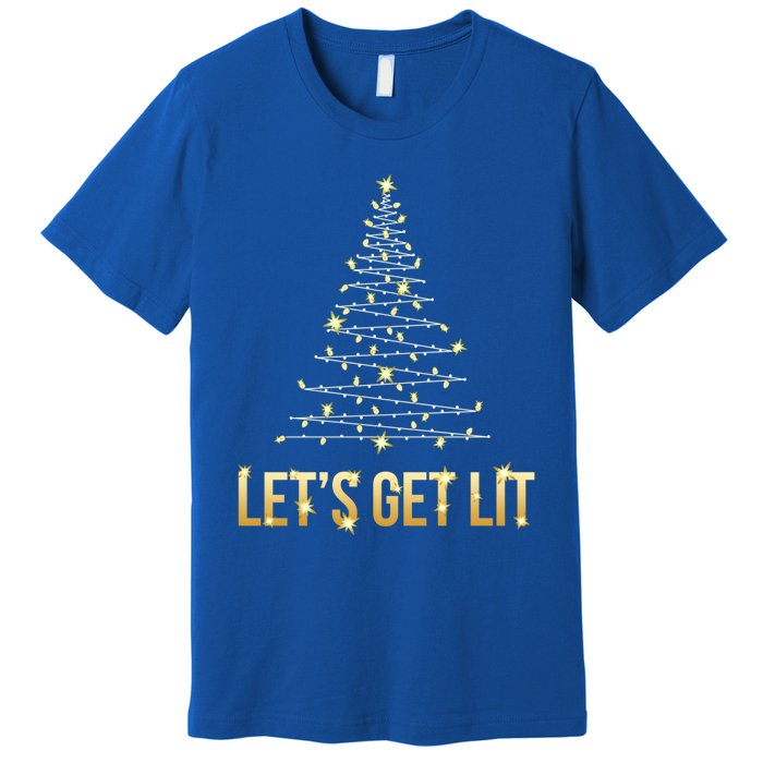 Lets Get Lit Christmas Xmas Tree Lights Gift Premium T-Shirt