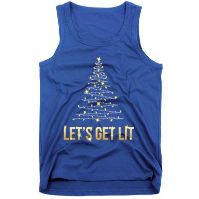 Lets Get Lit Christmas Xmas Tree Lights Gift Tank Top