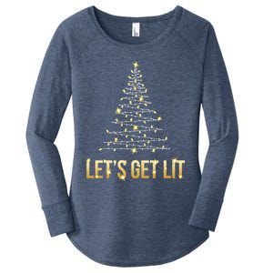 Lets Get Lit Christmas Xmas Tree Lights Gift Women's Perfect Tri Tunic Long Sleeve Shirt