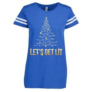 Lets Get Lit Christmas Xmas Tree Lights Gift Enza Ladies Jersey Football T-Shirt