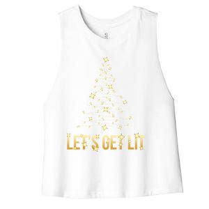 Lets Get Lit Christmas Xmas Tree Lights Gift Women's Racerback Cropped Tank