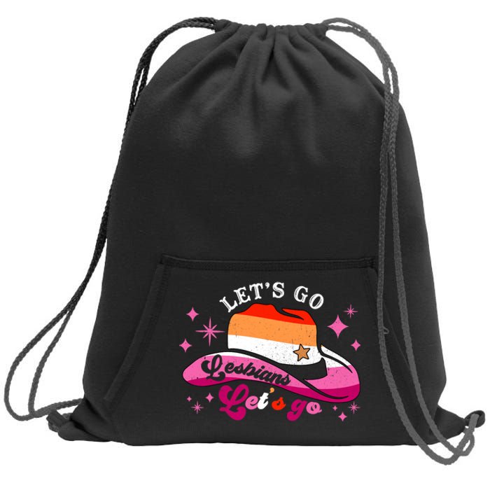 Let's Go Lesbians Let's Go Cowgirl Cowboy Howdy LGBT Pride Sweatshirt Cinch Pack Bag