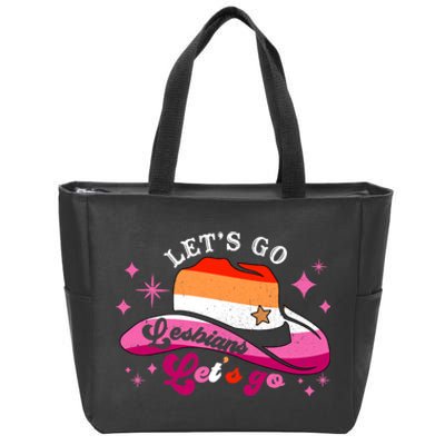 Let's Go Lesbians Let's Go Cowgirl Cowboy Howdy LGBT Pride Zip Tote Bag