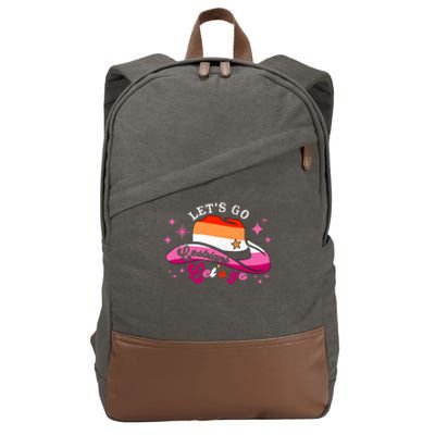 Let's Go Lesbians Let's Go Cowgirl Cowboy Howdy LGBT Pride Cotton Canvas Backpack