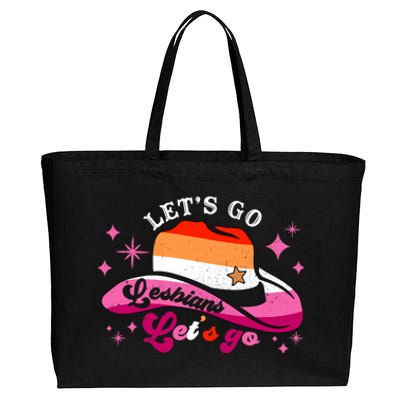 Let's Go Lesbians Let's Go Cowgirl Cowboy Howdy LGBT Pride Cotton Canvas Jumbo Tote