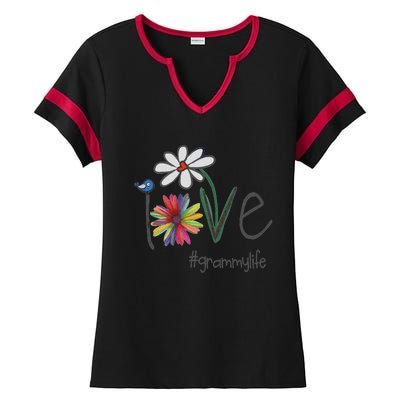 Love Grammy Life Art Flower Great Ladies Halftime Notch Neck Tee