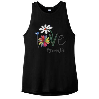 Love Grammy Life Art Flower Great Ladies PosiCharge Tri-Blend Wicking Tank