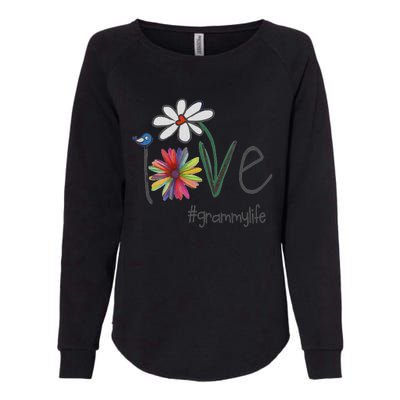 Love Grammy Life Art Flower Great Womens California Wash Sweatshirt