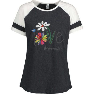 Love Grammy Life Art Flower Great Enza Ladies Jersey Colorblock Tee