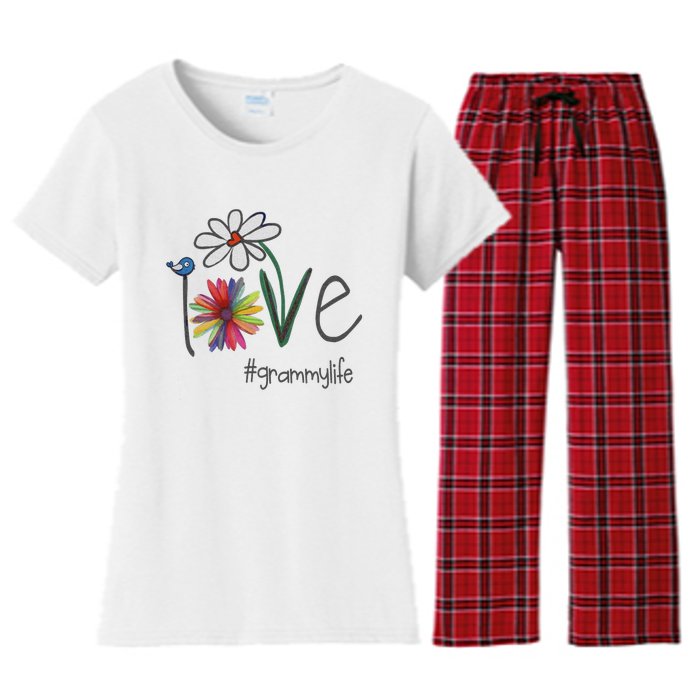 Love Grammy Life Art Flower Great Women's Flannel Pajama Set