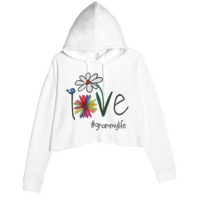 Love Grammy Life Art Flower Great Crop Fleece Hoodie