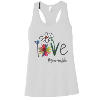 Love Grammy Life Art Flower Great Women's Racerback Tank