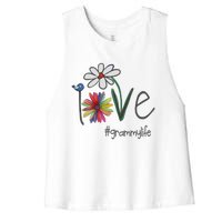 Love Grammy Life Art Flower Great Women's Racerback Cropped Tank