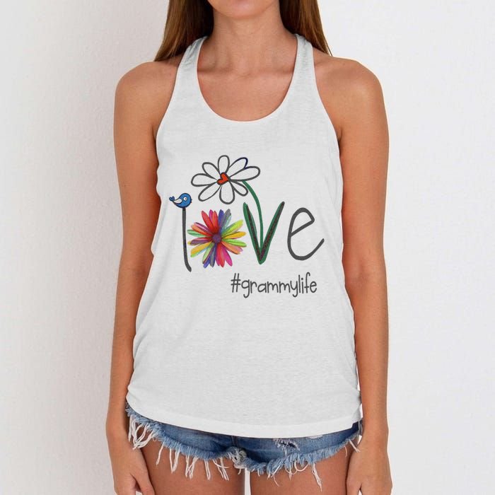 Love Grammy Life Art Flower Great Women's Knotted Racerback Tank