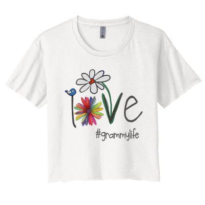 Love Grammy Life Art Flower Great Women's Crop Top Tee